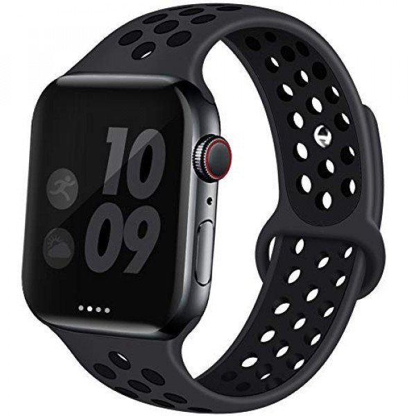 Wholesale Breathable Sport Strap Wristband Replacement for Apple Watch Series Ultra/8/7/6/5/4/3/2/1/SE - 49MM/45MM/44MM/42MM (Black Black)